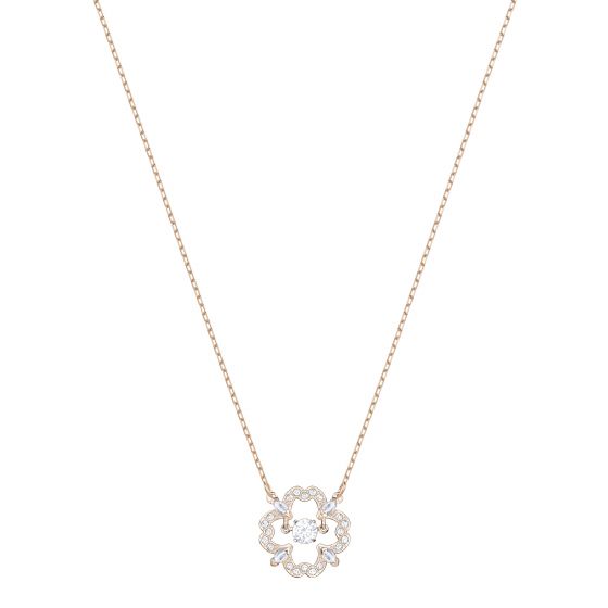 Swarovski Sparkling Dance Flower Necklace, Small, Rose Gold