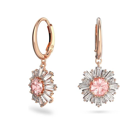 Swarovski Sunshine Hoop Earrings Pink Rose Gold Plated 5642965