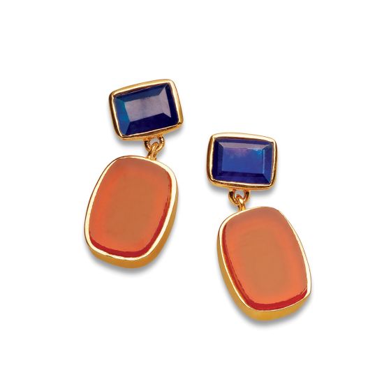 Sarah Alexander Tokyo Nights Blue Jade and Carnelian Earrings