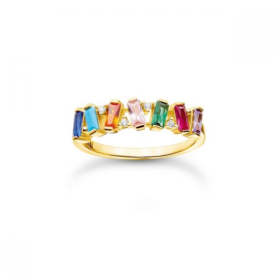 Thomas Sabo Colourful Baguette Stone Ring - Size 54 TR2346-488-7-54