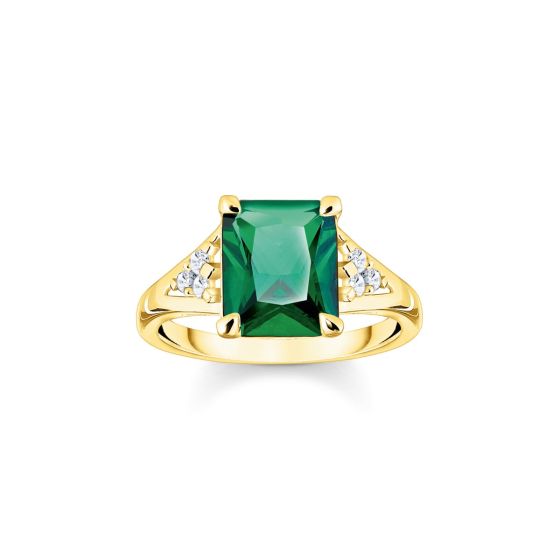 Thomas Sabo Emerald Green Octagon Cut Gold Ring