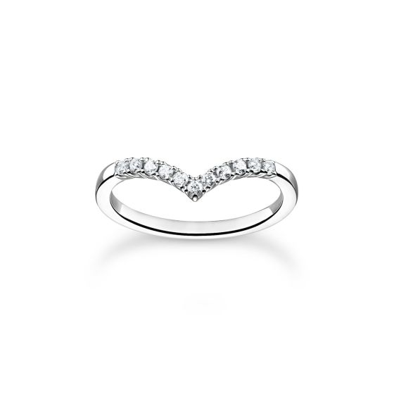 Thomas Sabo V-Shape Silver Ring with White Stones TR2394-051-14