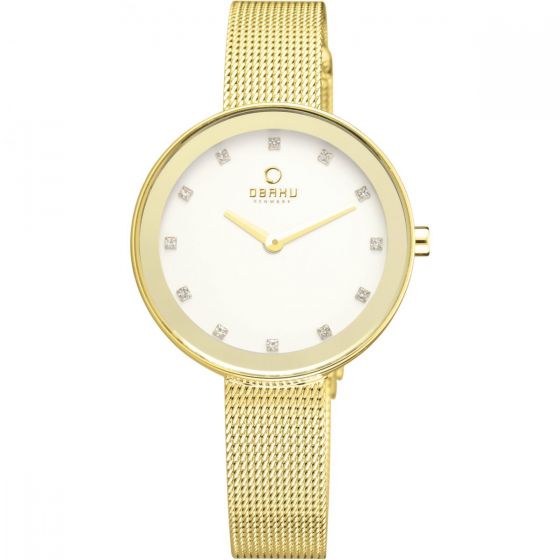 Obaku Ladies 'Blik' Gold Mesh Bracelet Watch V161LXGIMG