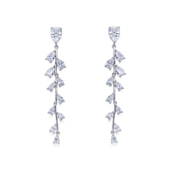 Ivory & Co Willow Crystal Trailing Vine Rhodium Earrings