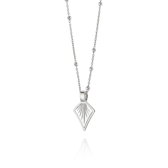 Daisy Palm Leaf Bobble Chain Necklace - Silver WN02_SLV