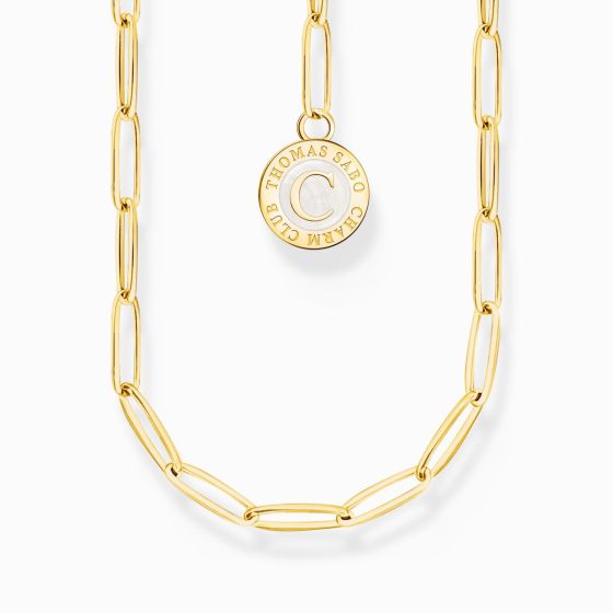 Thomas Sabo Member Charm Necklace with White Charmista Disc Gold Plated - X2089-427-39-L45