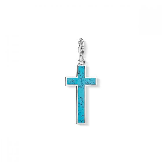 Thomas Sabo Charm Pendant - Turquoise Coloured Cross y0021-404-17