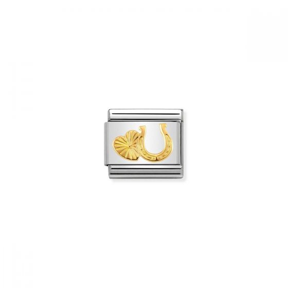Nomination Classic Horseshoe and Heart Charm - 18k Gold - 030149/35