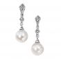 Elements Gold 9ct White Gold with Freshwater Pearl and Diamonds Drop Earrings GE807W 