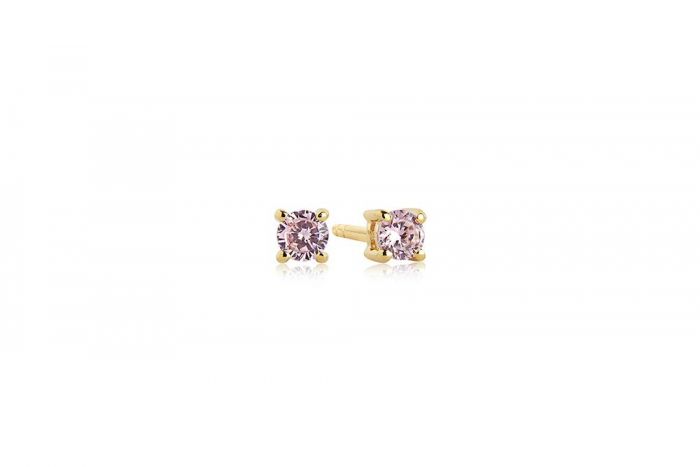 Sif Jakobs Earrings Princess Piccolo Round, 18K Gold Plating with Pink Zirconia SJ-E3MMRD-PK(YG)