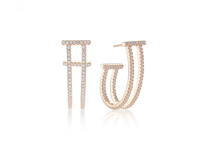 Sif Jakobs Fucino Lungo Earrings - Rose Gold with White Zirconia