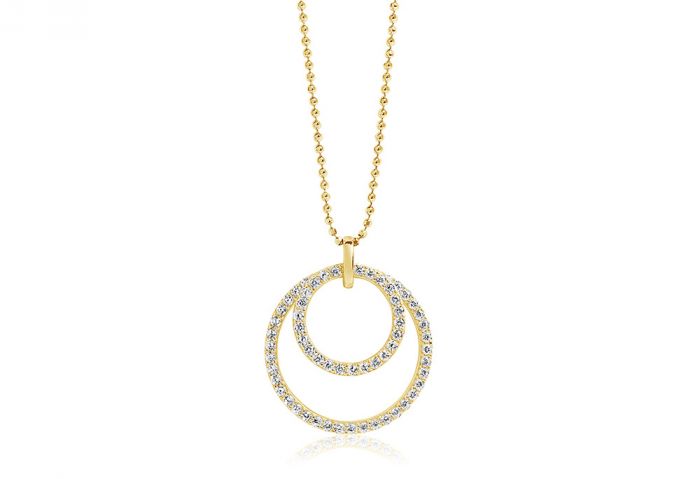 Sif Jakobs Valenza Due Pendant, gold with white zirconia SJ-P0055-CZ(YG)