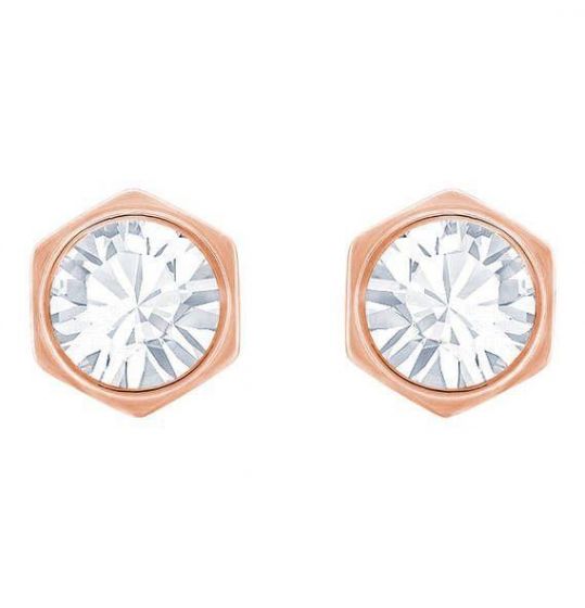 Swarovski Hexagonal Stud Earrings - Rose-gold plating 5371199