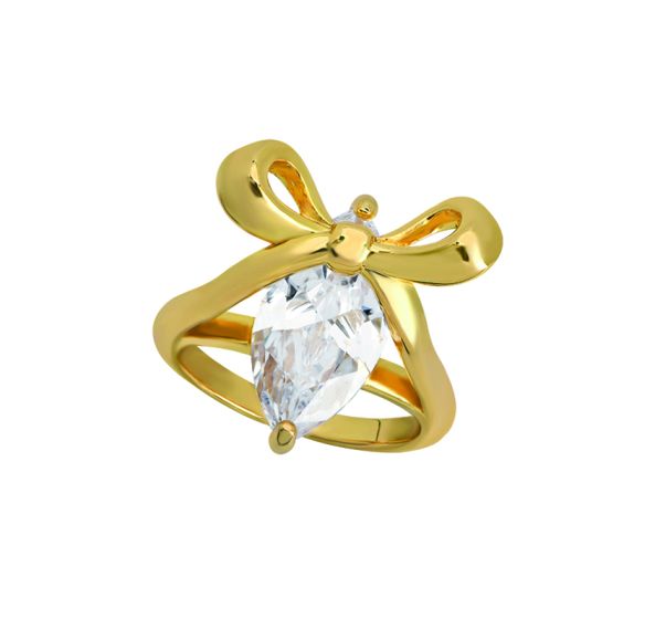 Amelia Scott Bow Gold Ring Clear with Cubic Zirconia AS22TRR90M