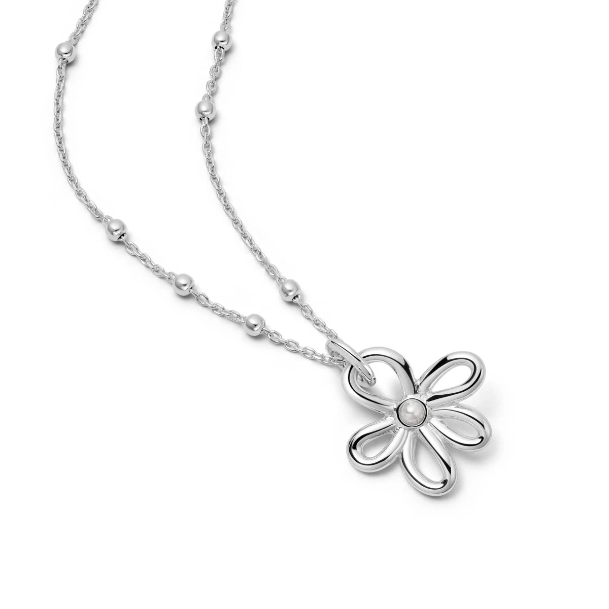 Daisy Bow Necklace - Silver BPN01_SLV