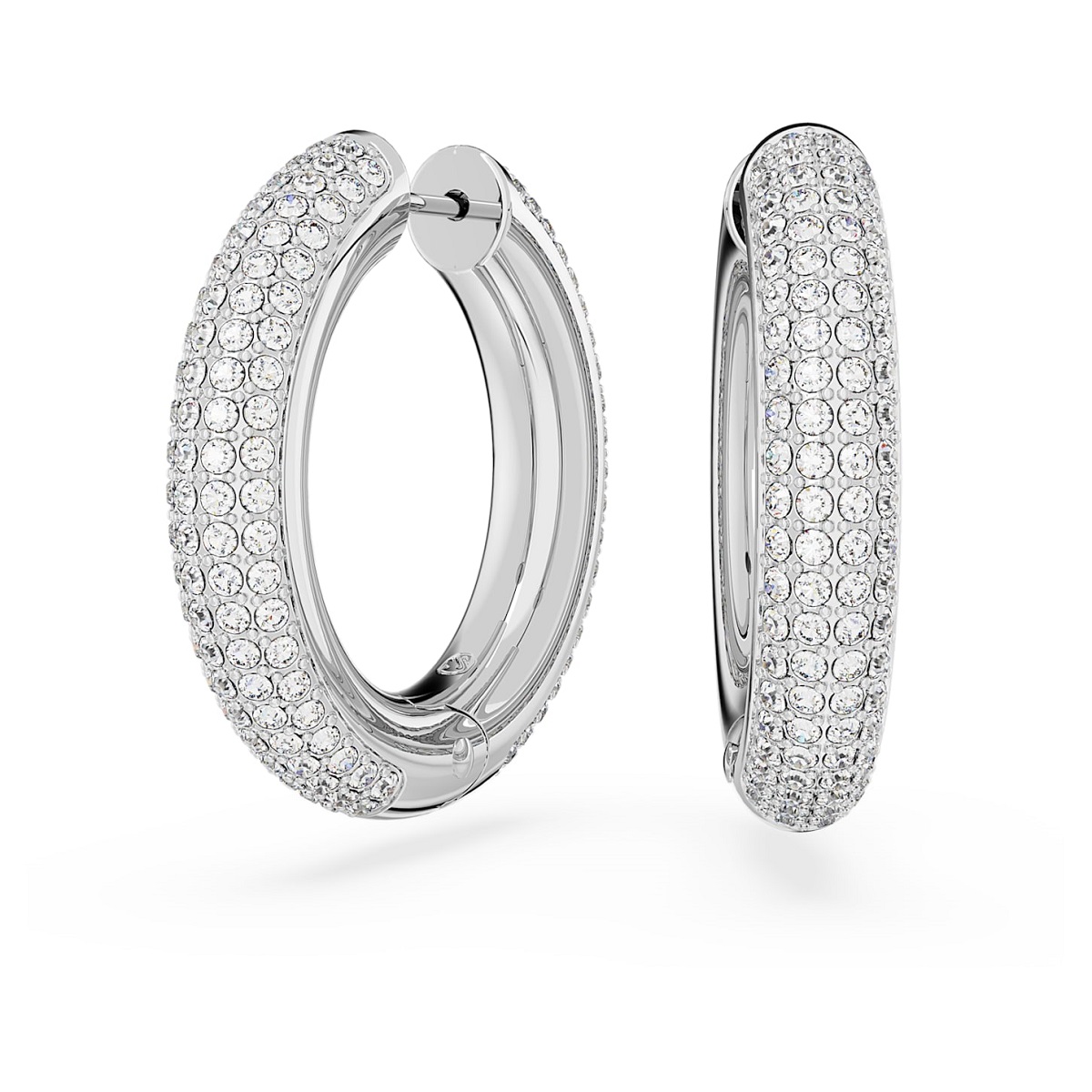 Swarovski Dextera Round Hoop Earrings Medium - White with Rhodium Plating 5651392