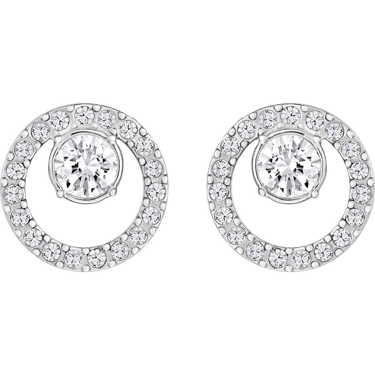 Swarovski Creativity Circle Pierced Earrings, Small, White, Rhodium Plating 5201707
