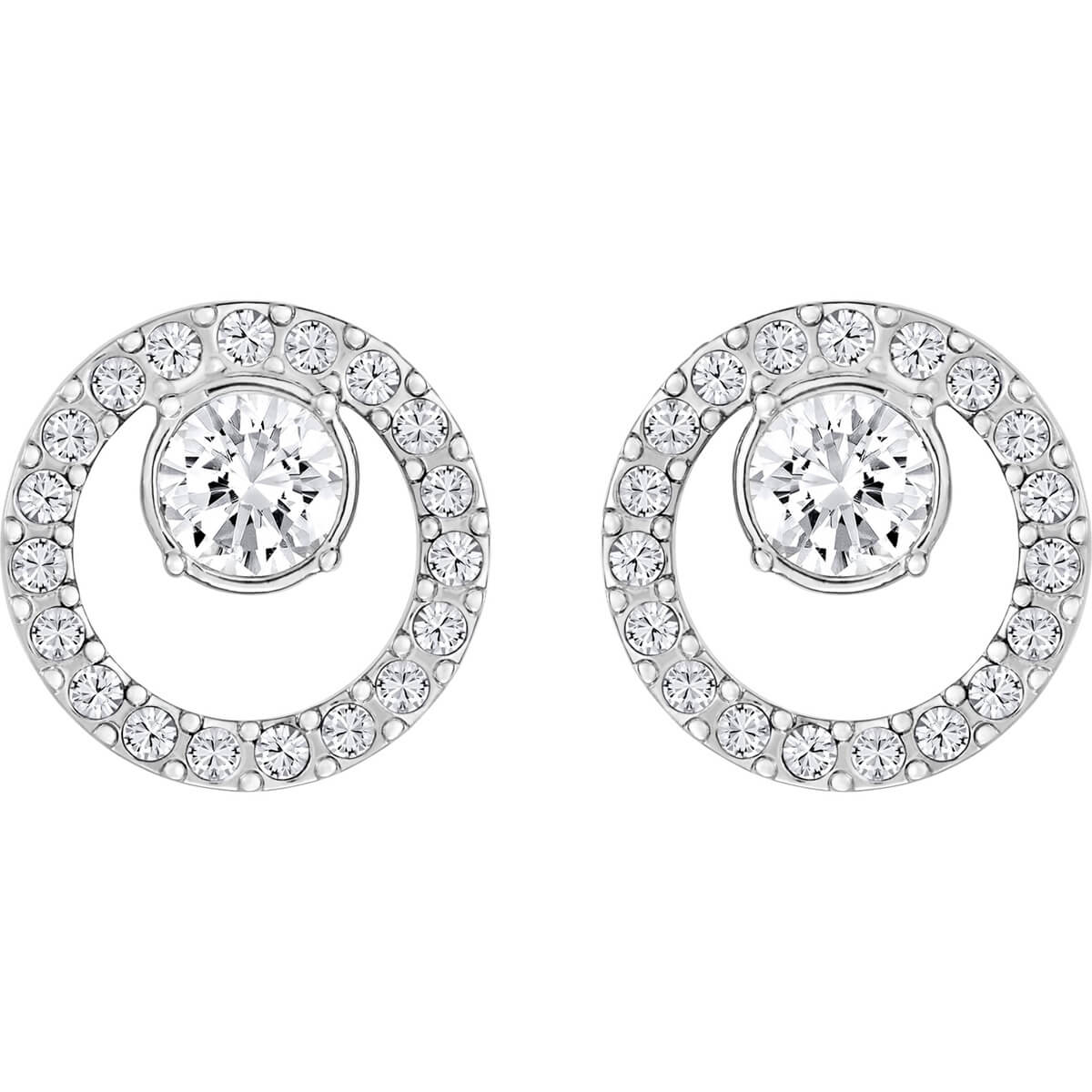 Swarovski Creativity Circle Pierced Earrings, Small, White, Rhodium Plating 5201707
