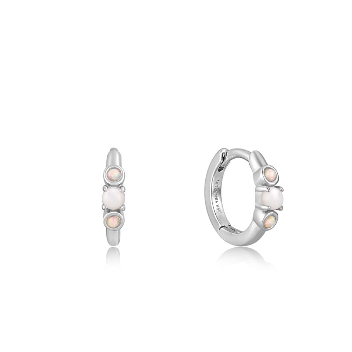 Ania Haie Mother of Pearl and Kyoto Opal Huggie Hoop Earrings - Silver - E034-03H