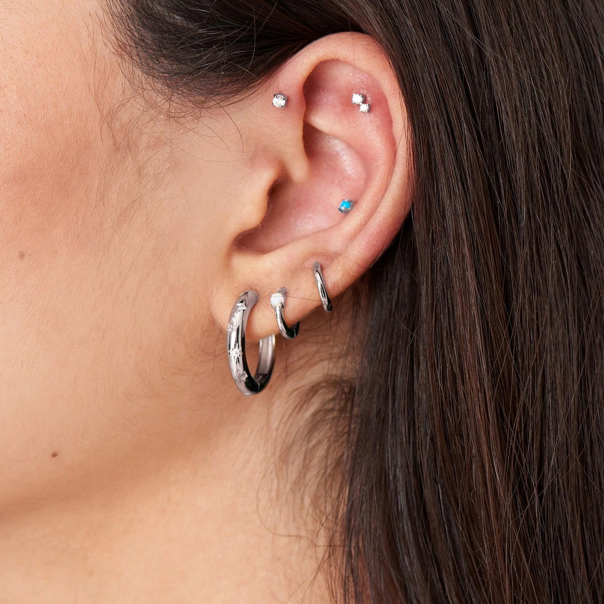 Ania Haie Double Sparkle Barbell Single Earring - Silver - E035-07H
