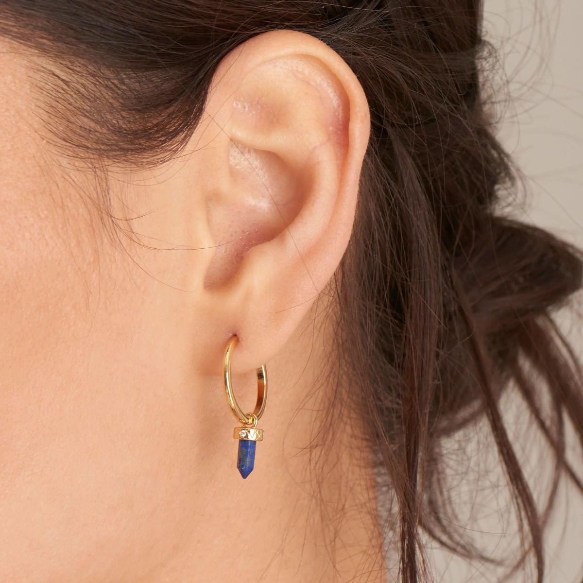 Ania Haie Gold Lapis Point Pendant Small Hoop Earrings