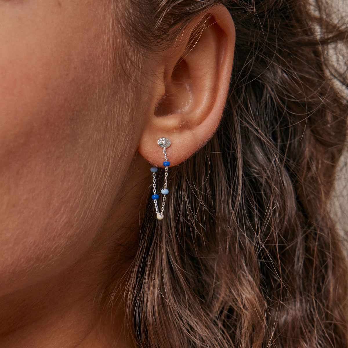 Enamel Copenhagen Lola Marine Silver Earrings. Item code E140S.