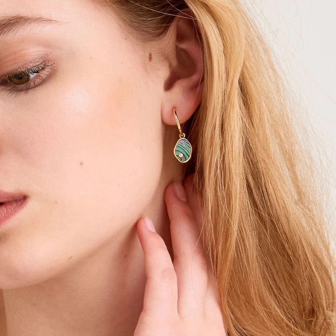 Ania Haie Tidal Abalone Mini Hoop Earrings - Gold