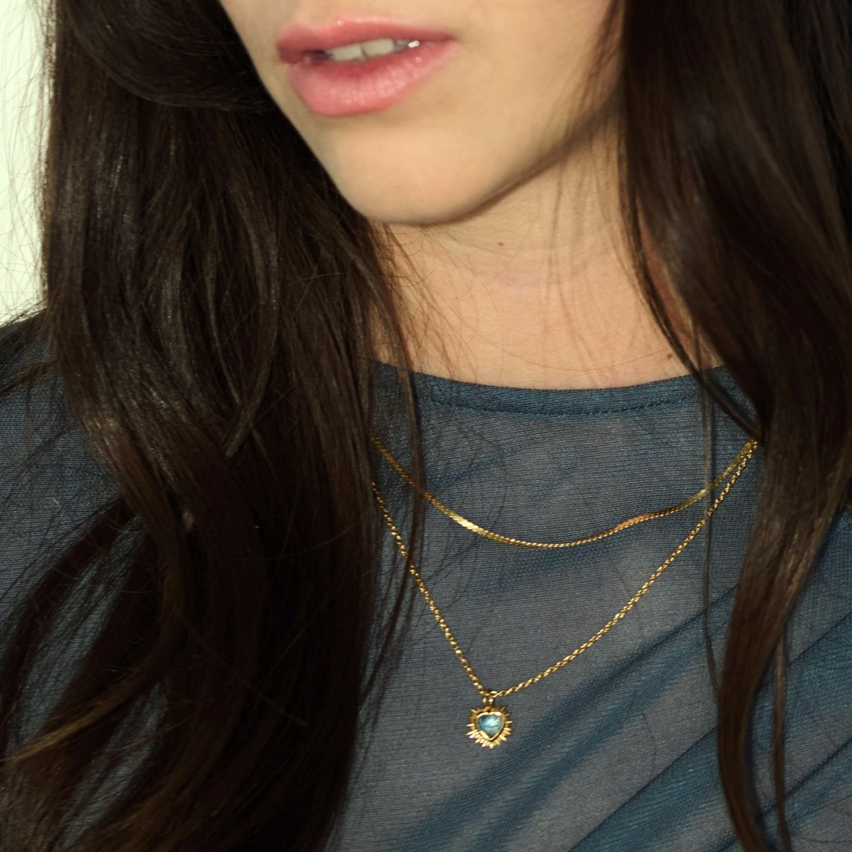 Rachel Jackson Electric Love Rainbow Moonstone June Birthstone Heart Necklace Gold EGHN5MSGP