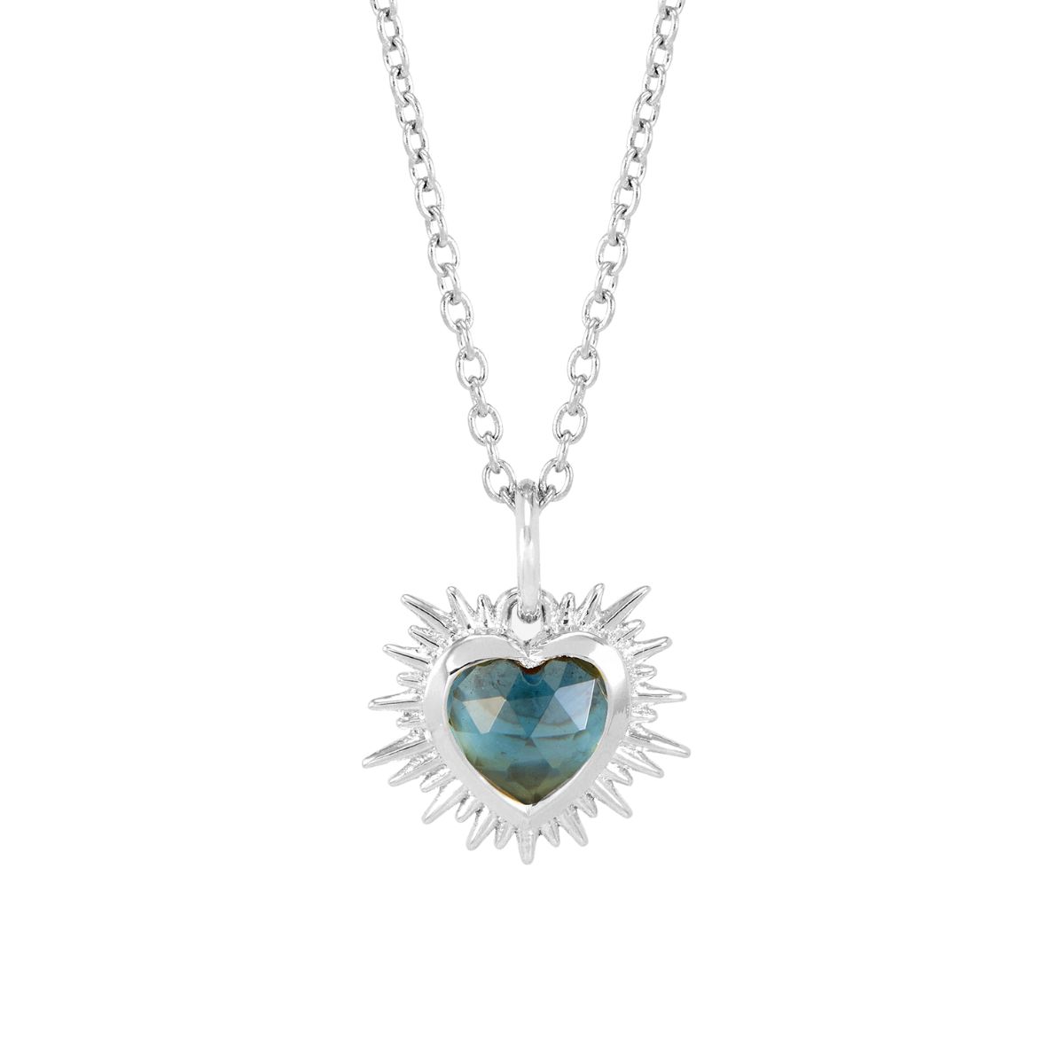 Rachel Jackson Electric Love Blue Topaz December Birthstone Heart Necklace Silver EGHN5BTS