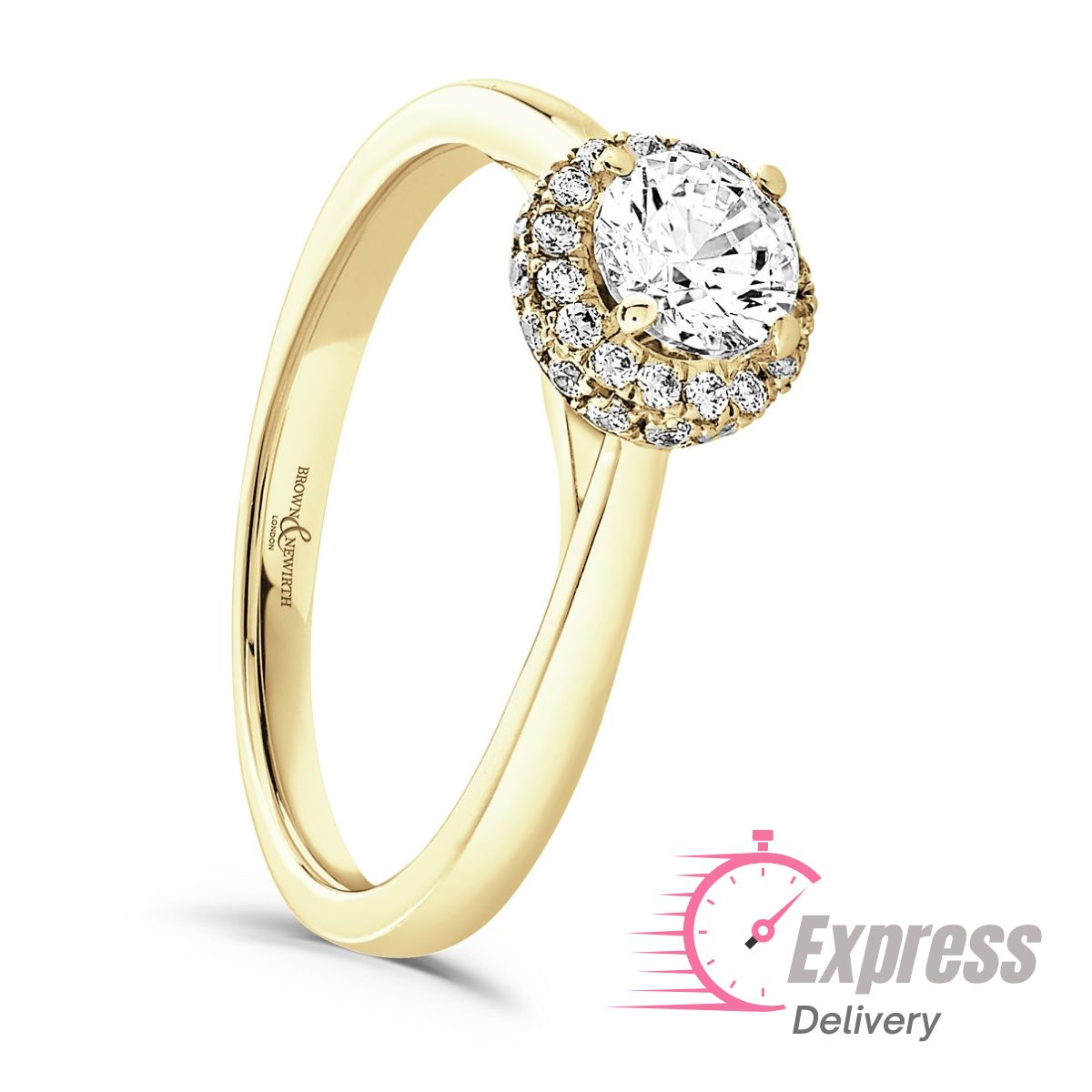 Brown & Newirth 'Astral' Gold Halo Engagement Ring