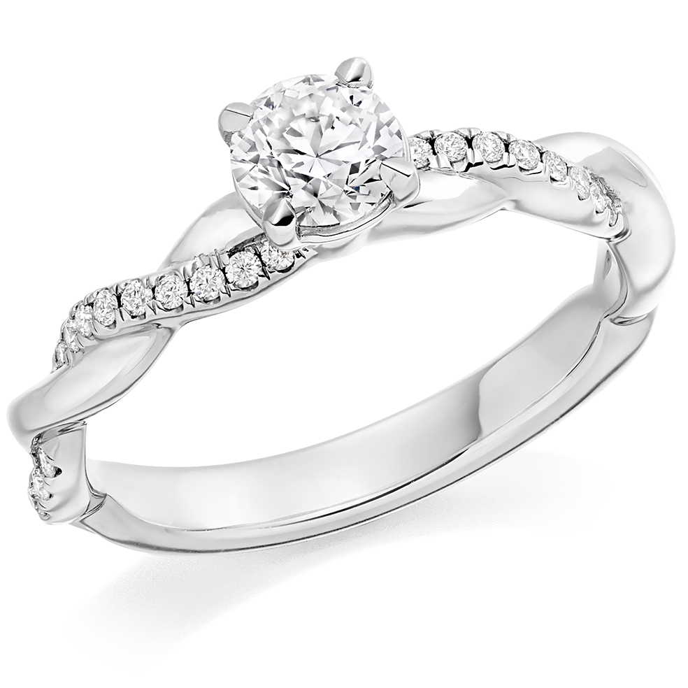 Brilliant Cut Engagement Ring with Twist Band