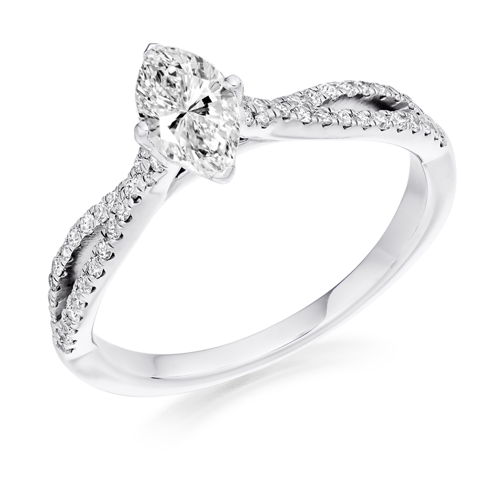 Marquise Cut Diamond Engagement Ring with Twist Band