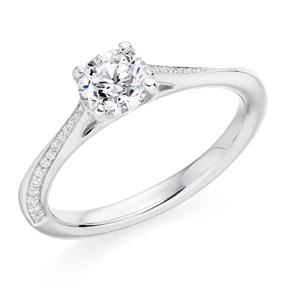 Round Brilliant Cut Engagement Ring with Knife Edge Band