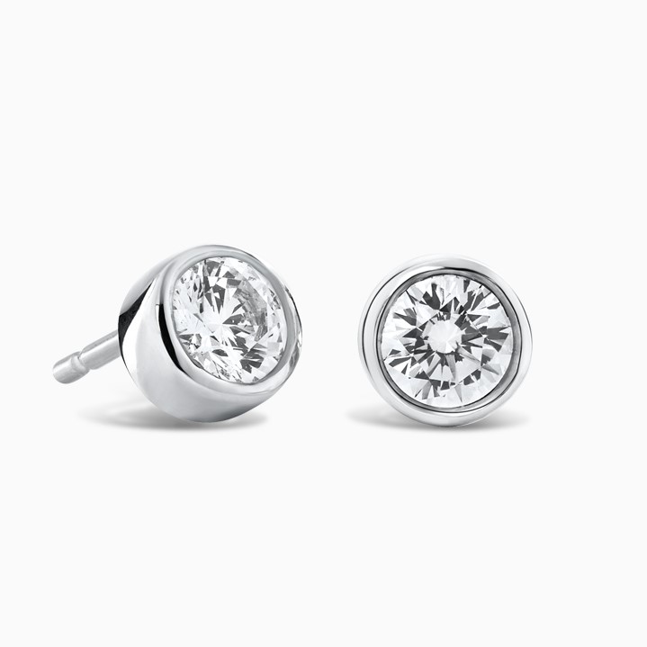 Brown & Newirth Round Brilliant Rub Over Diamond Earrings