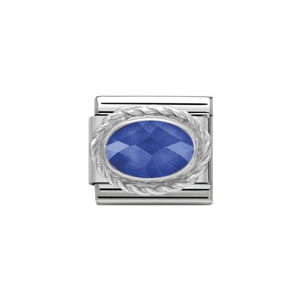 Nomination Classic Faceted Zirconia Charm - Sterling Silver Setting and Detail Blue 330604_007