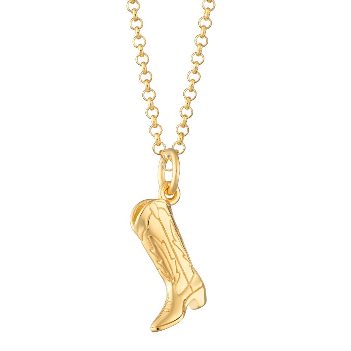 Scream Pretty Cowboy Boot Necklace - Gold Plated - spcngcobo-1