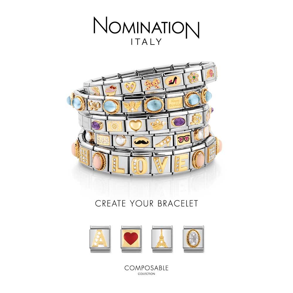 Nomination Classic Oval Hard Stones Charm - Gold 18k White Opal 030502_07