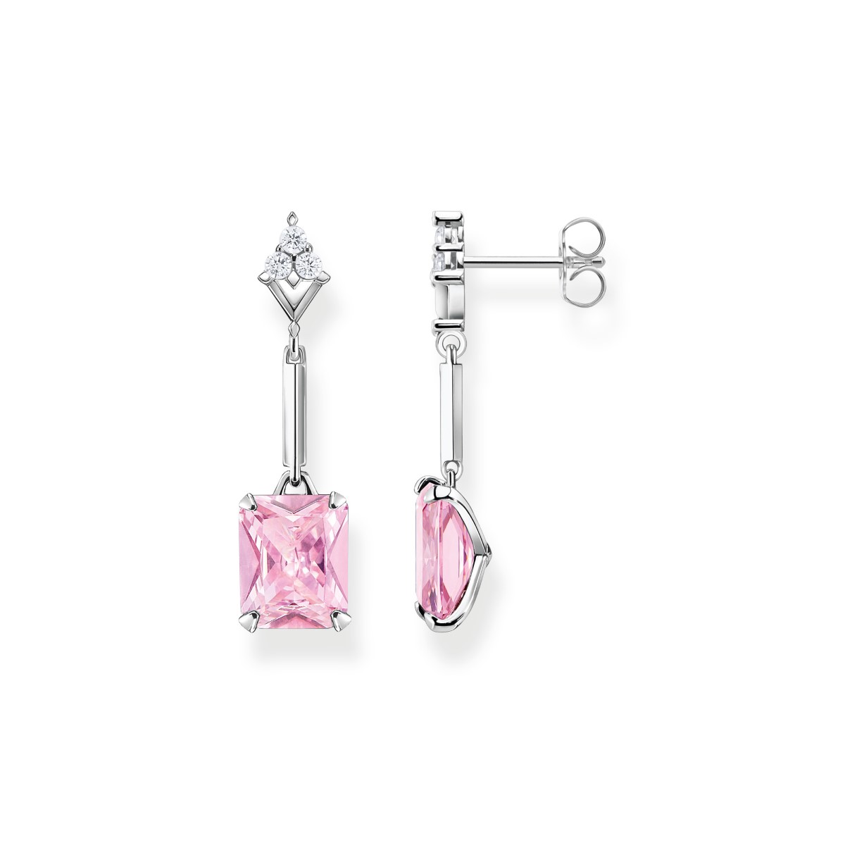 Thomas Sabo Pink Octagon Cut and White Zirconia Drop Earrings H2177-051-9