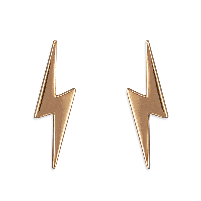 Lightning Bolt Earrings - Rose Gold Plated Sterling Silver