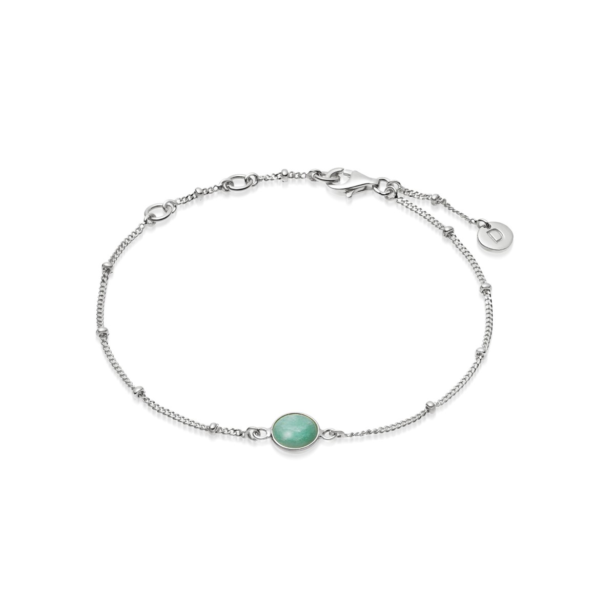 Daisy Amazonite Healing Stone Bobble Bracelet - Silver HBR1003_SLV