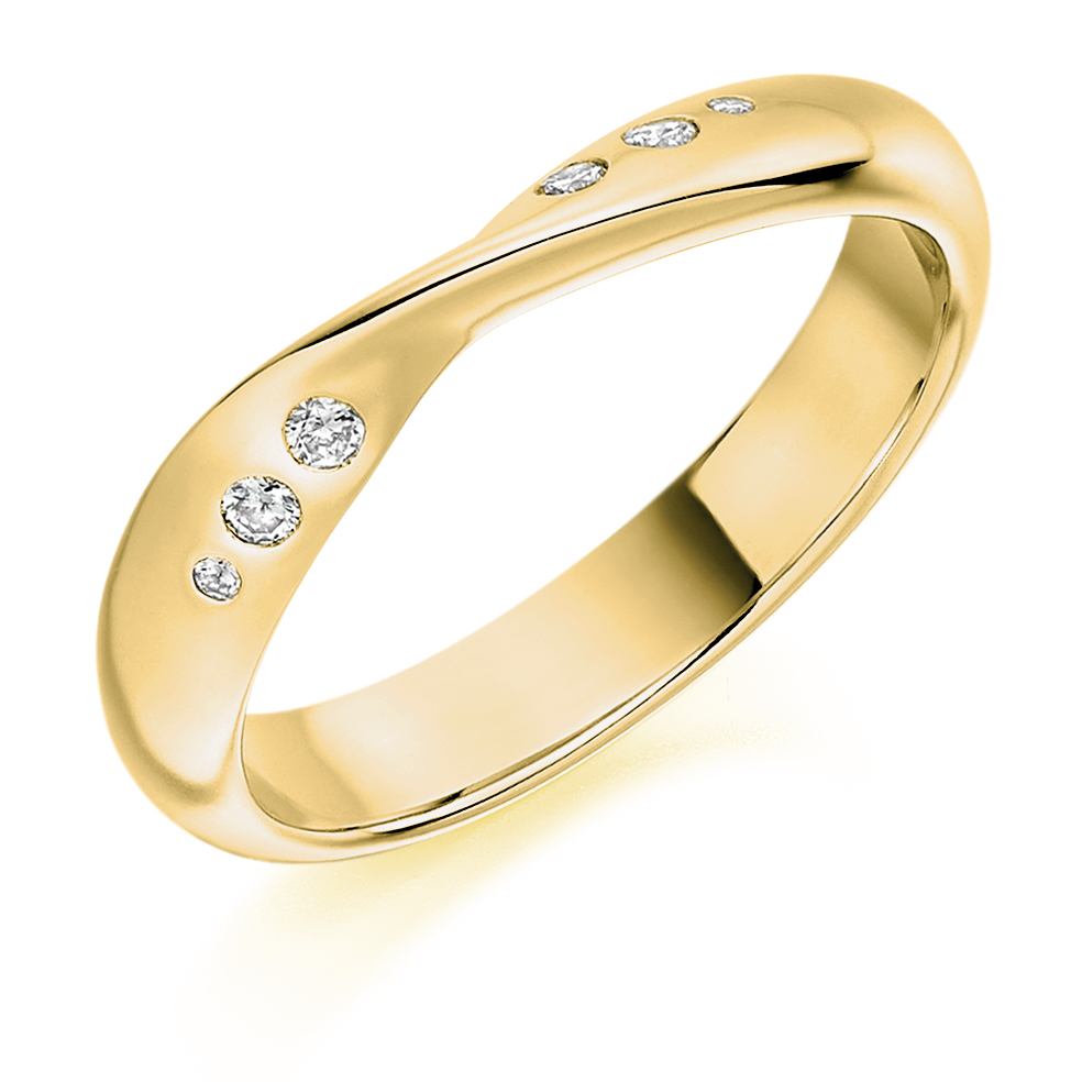Raphael Collection Half Eternity Ring - Curved and Shaped Style - Flush/Tension Set - Rubover Set HET1811