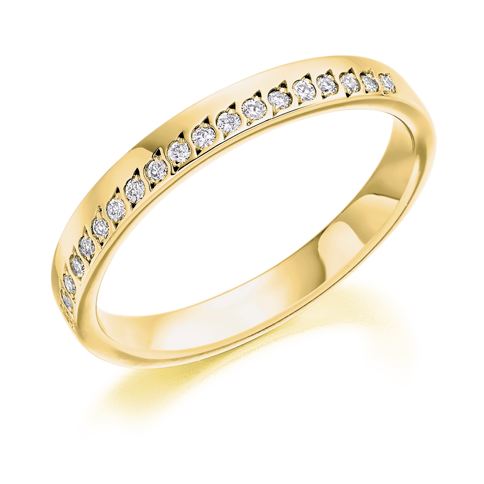 Raphael Collection Half Eternity Ring, Offset Grain Set Diamonds