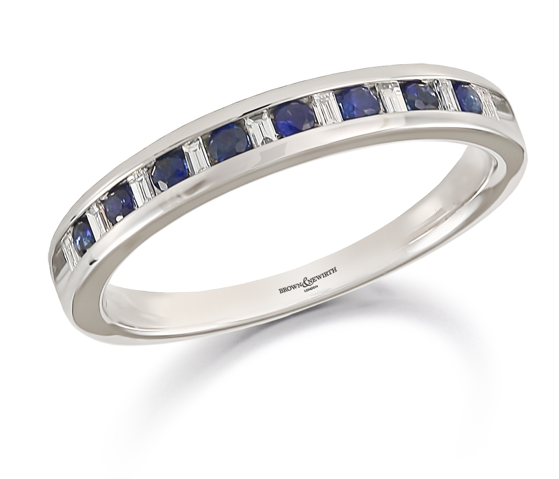 Brown & Newirth Sapphire & Diamond Half Eternity Ring