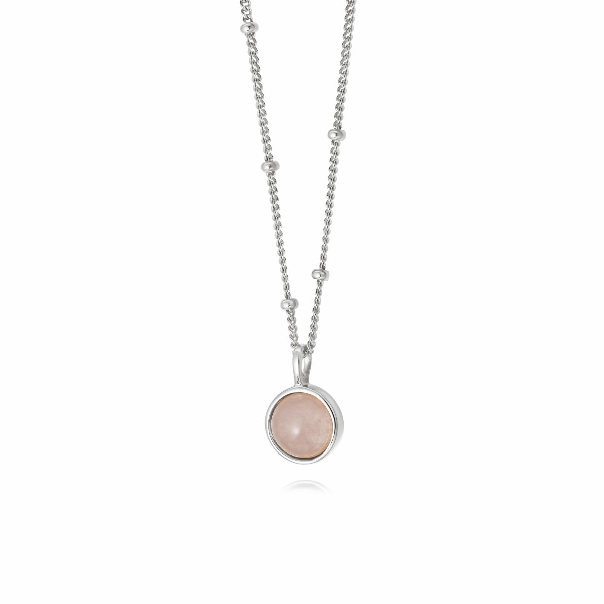 Daisy Rose Quartz Healing Necklace - Silver HN1005_SLV