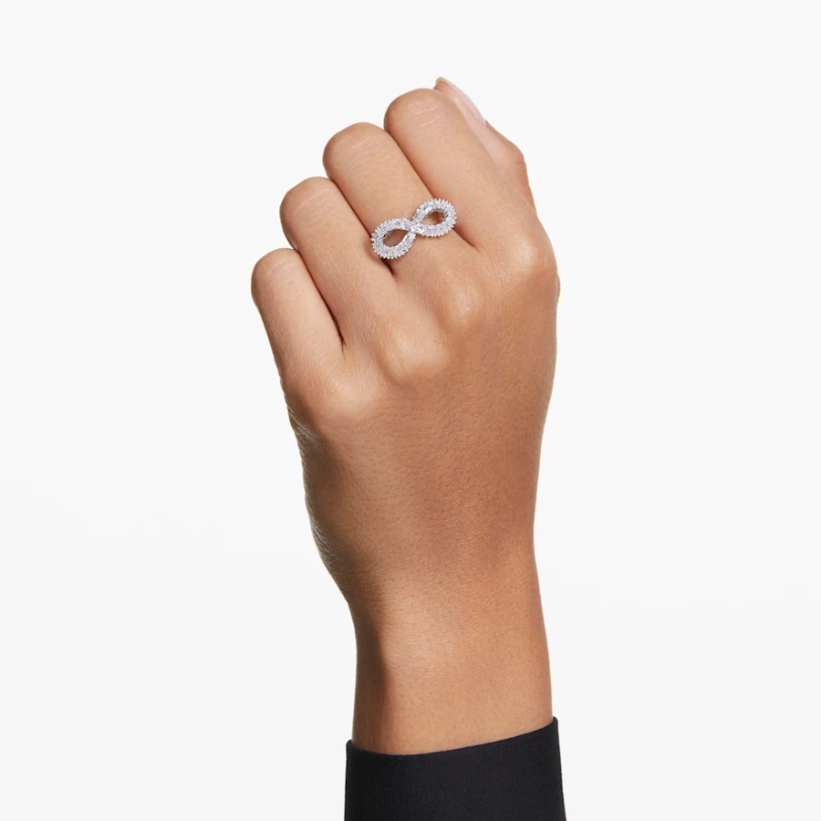 Swarovski Hyperbola Infinity Ring - White with Rhodium Plating