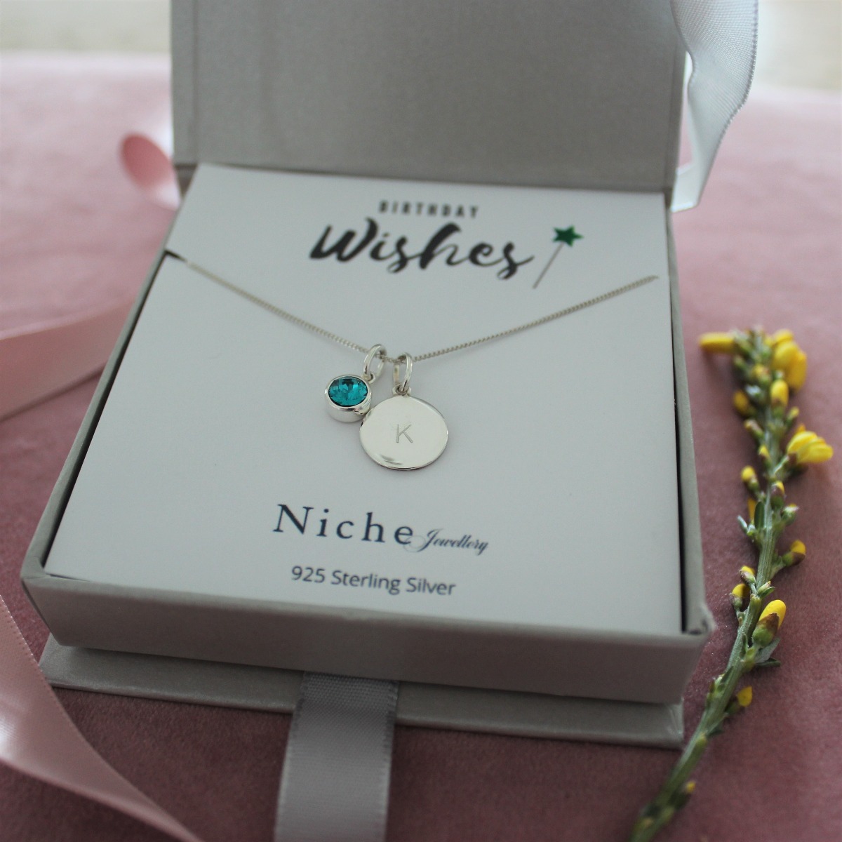 Birthstone and Disc Necklace - July
