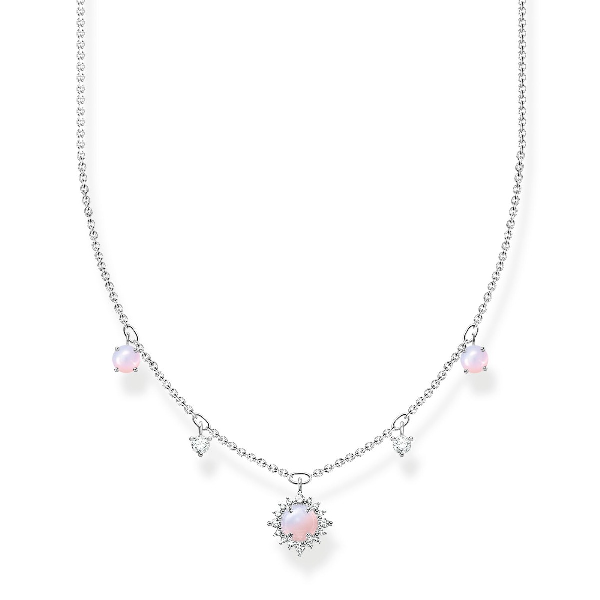 Thomas Sabo Vintage Necklace with White and Opal Colour Stone Drops KE2094-166-7-L45V