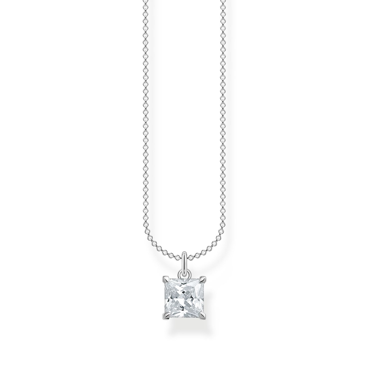 Thomas Sabo White Square Stone Necklace Silver KE2156-051-14