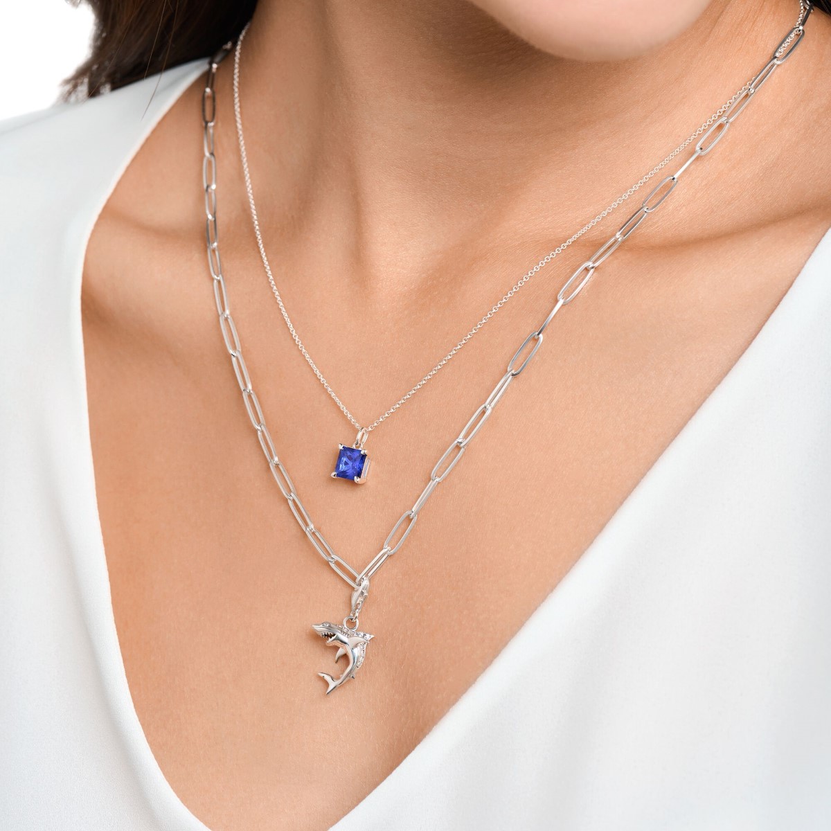 Thomas Sabo Blue Square Stone Necklace KE2156-699-32