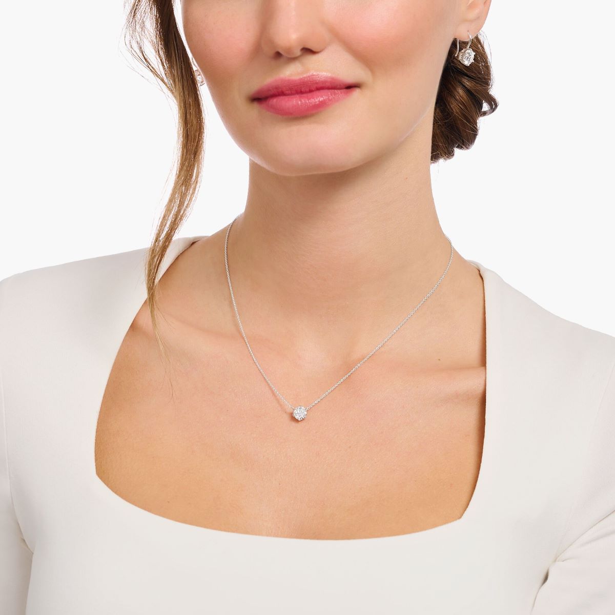 Thomas Sabo Silver Necklace with White Zirconia Pendant - KE2210-051-14-L45